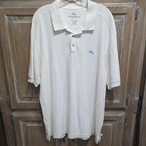 Tommy Bahama Cream Polo Shirt with Blue Logo